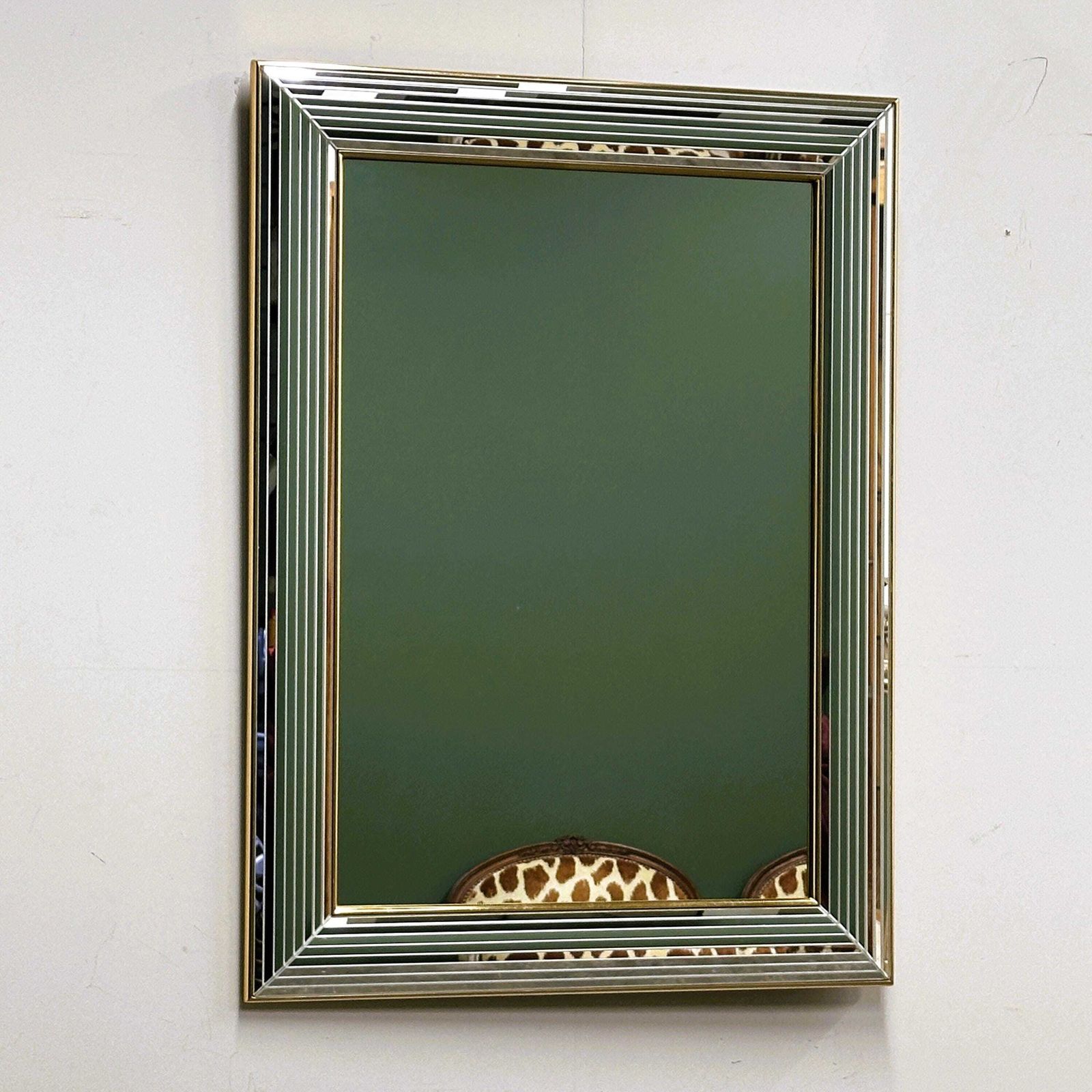 Deknudt 1980s “Disco” Mirror With Layered Bevelled Frame & Gilttrim