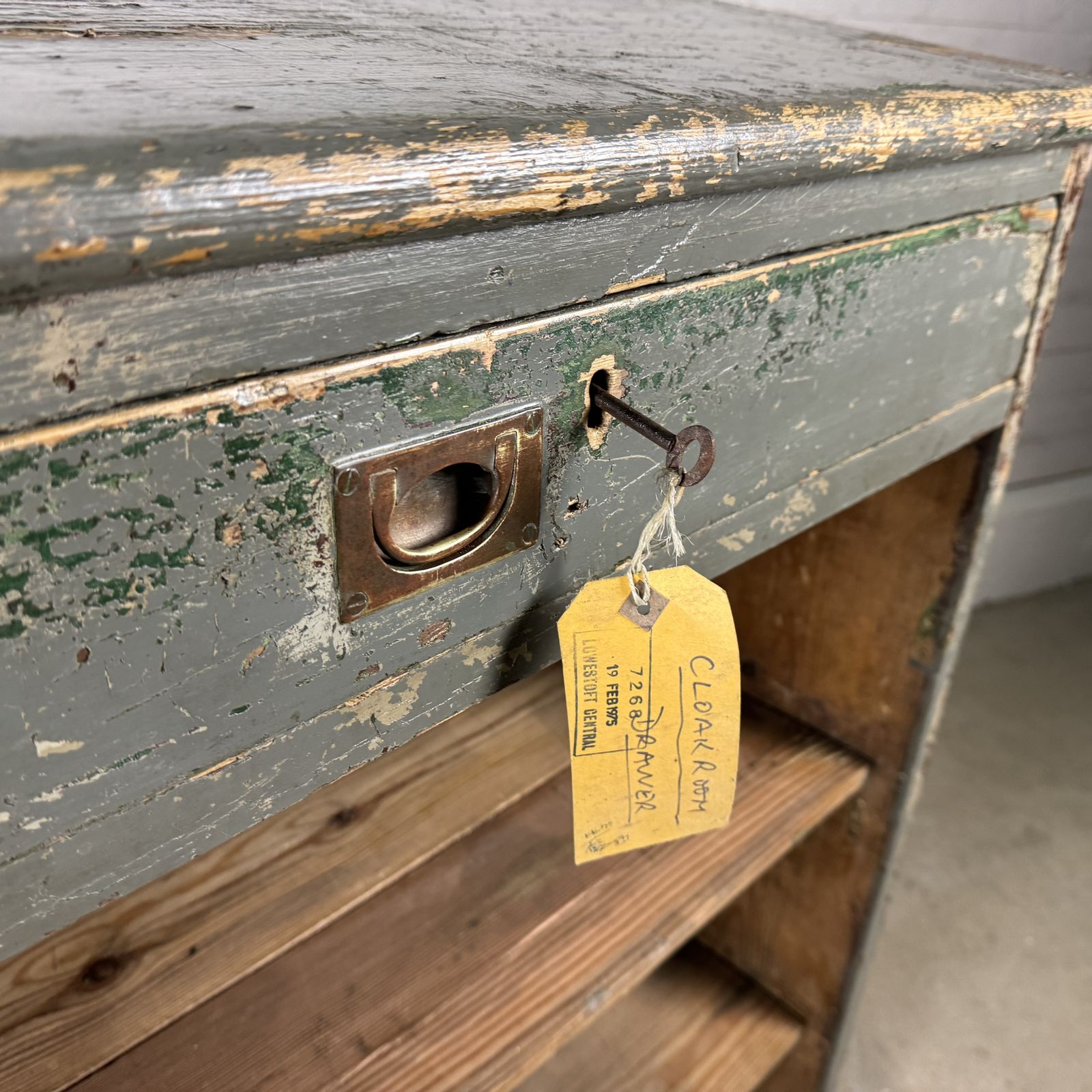 Antique Railway Station Ticket Office Sloped Top Counter Unit With Drawer photo vintage
