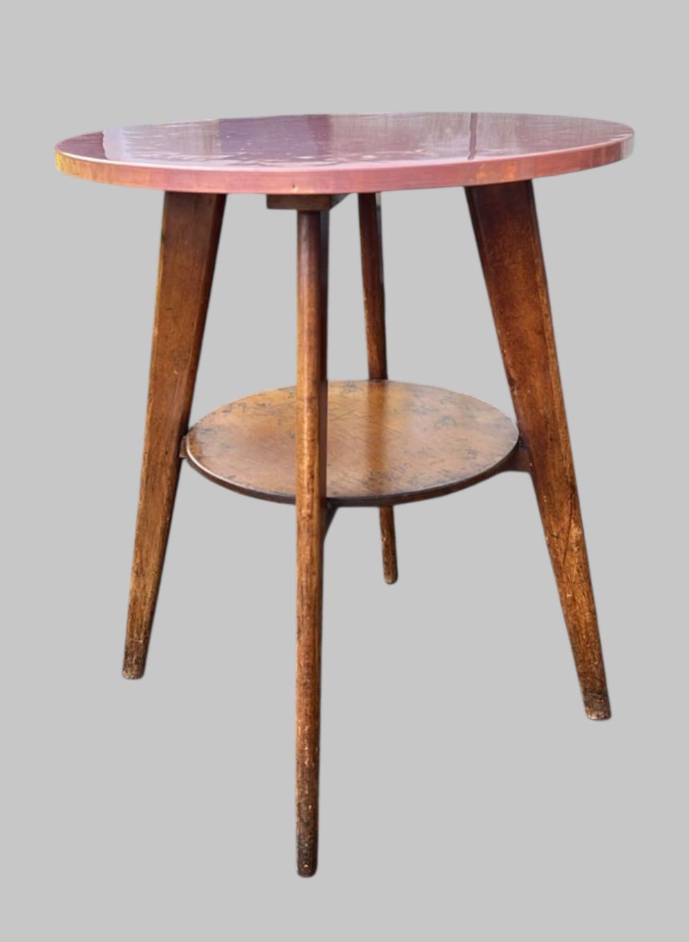 Rare Mid Century Tripod Table With Pink Patinated Copper Top, C.1950s photo furniture