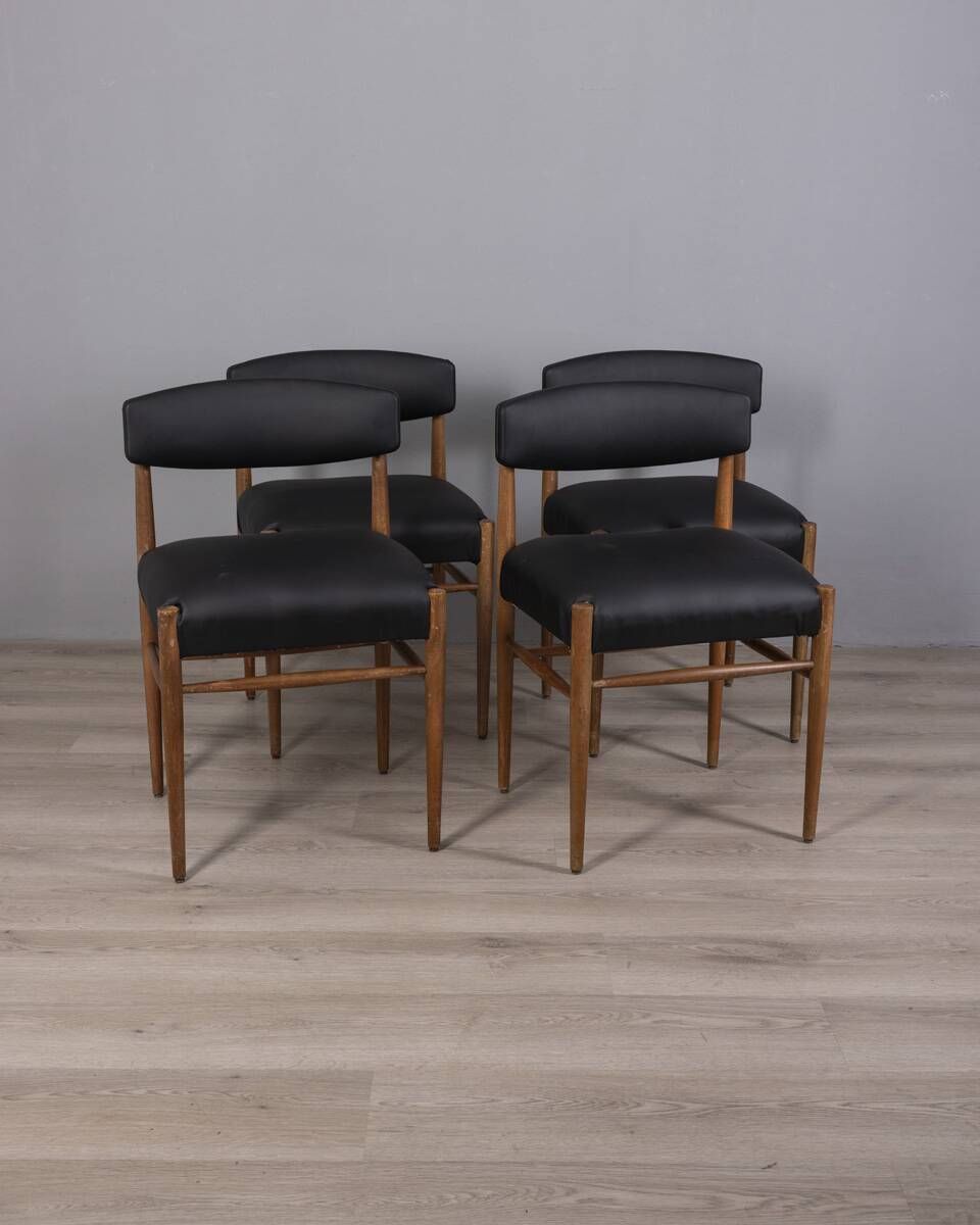 Set Of 4 Vintage 1960s Teak Wood Chairs With Italia photo furniture