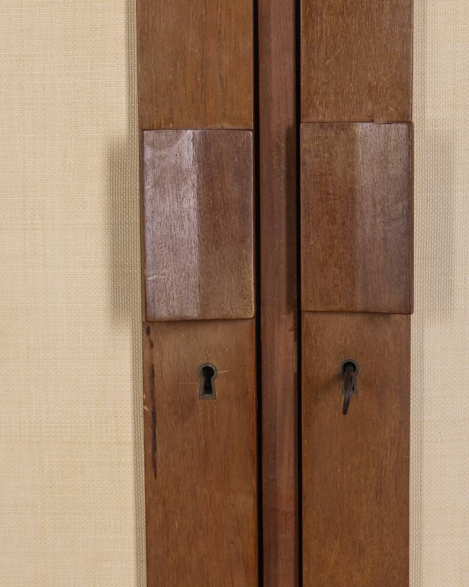 photo vintage 1960s Two Door Wooden Cabinet With Fabric Italian