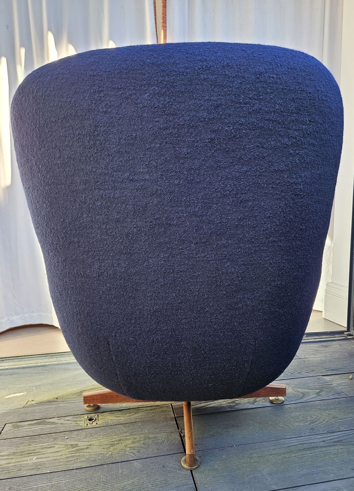 Vintage Mid Century Swivel And Tilt Chair With Pouffe. Each Newly Reupholstered. photo Furniture