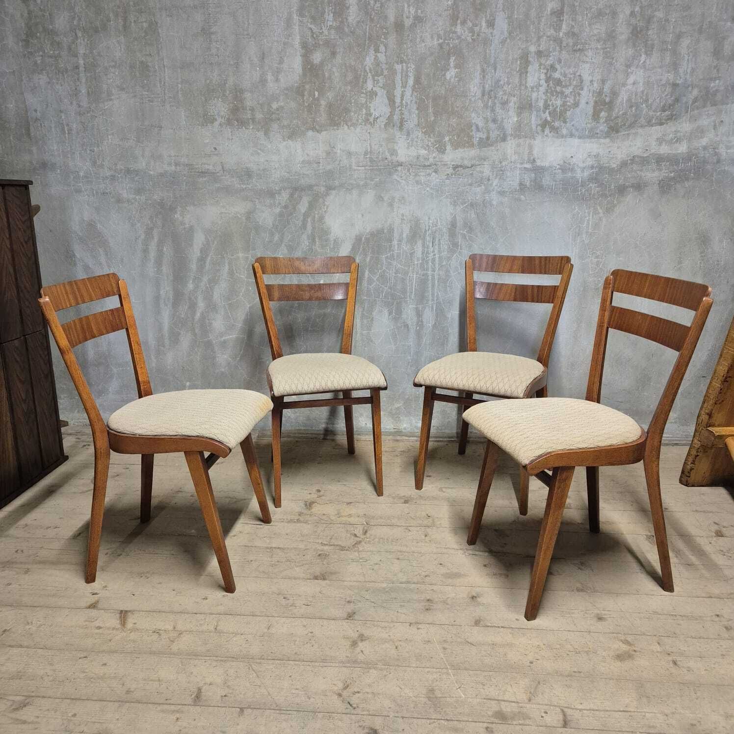 Set Of 4 Mid Century Dining Chairs, Czechoslovakia, 1960s
