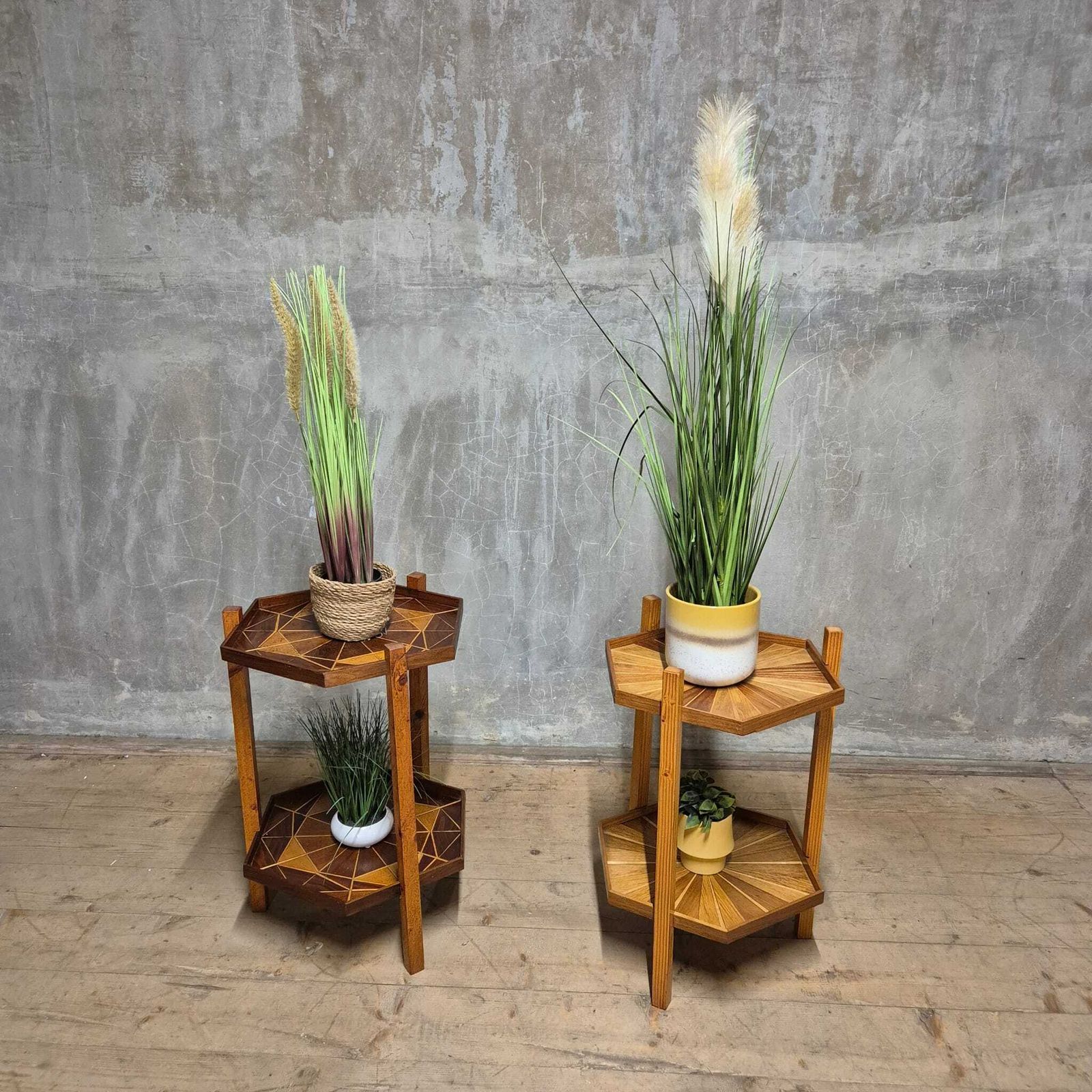 Mid Century Marquetry Two Tier Stand, Czechoslovakia, 1960s–1970s