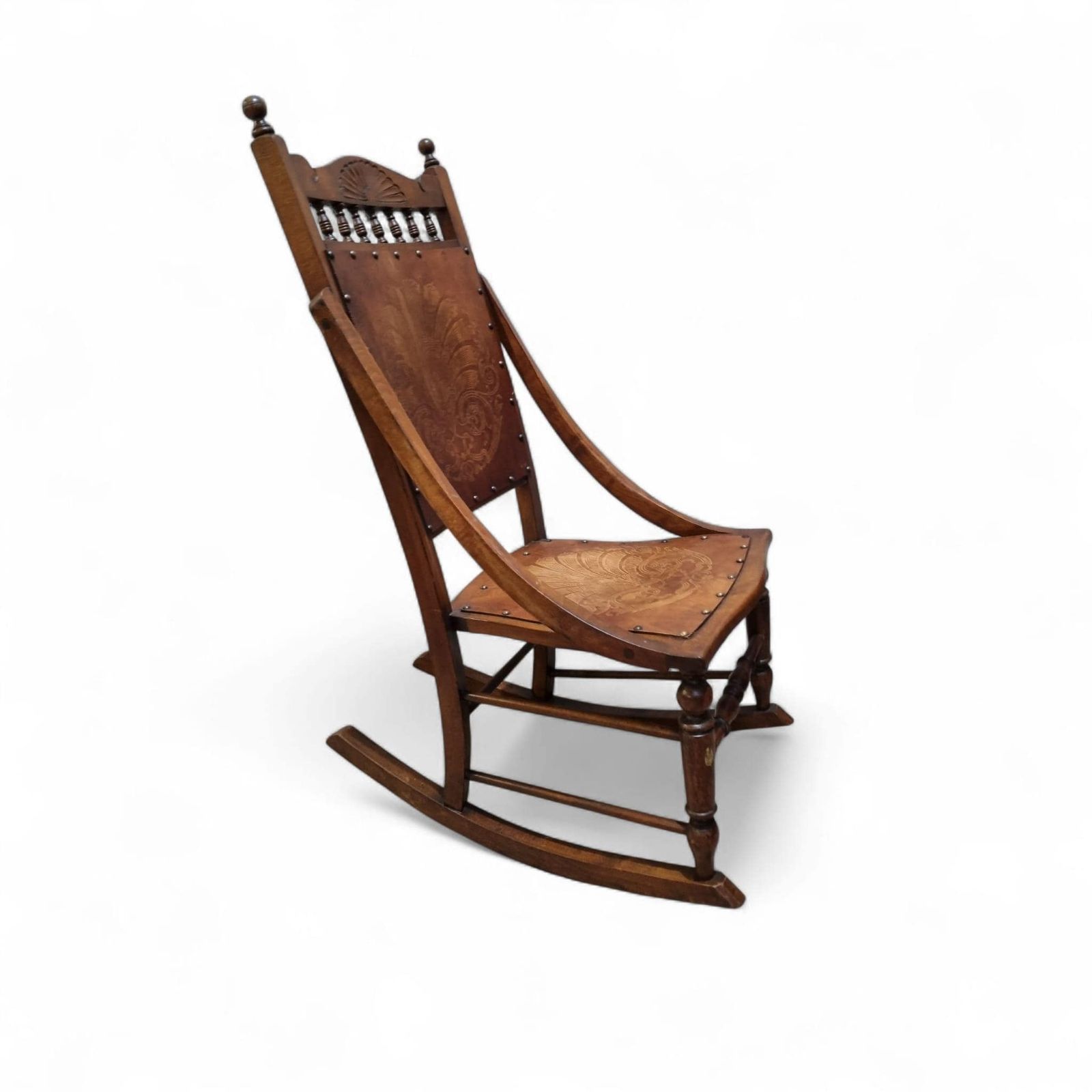 Antique Edwardian Century Beech Floral Occasional Rocking Chair photo Furniture