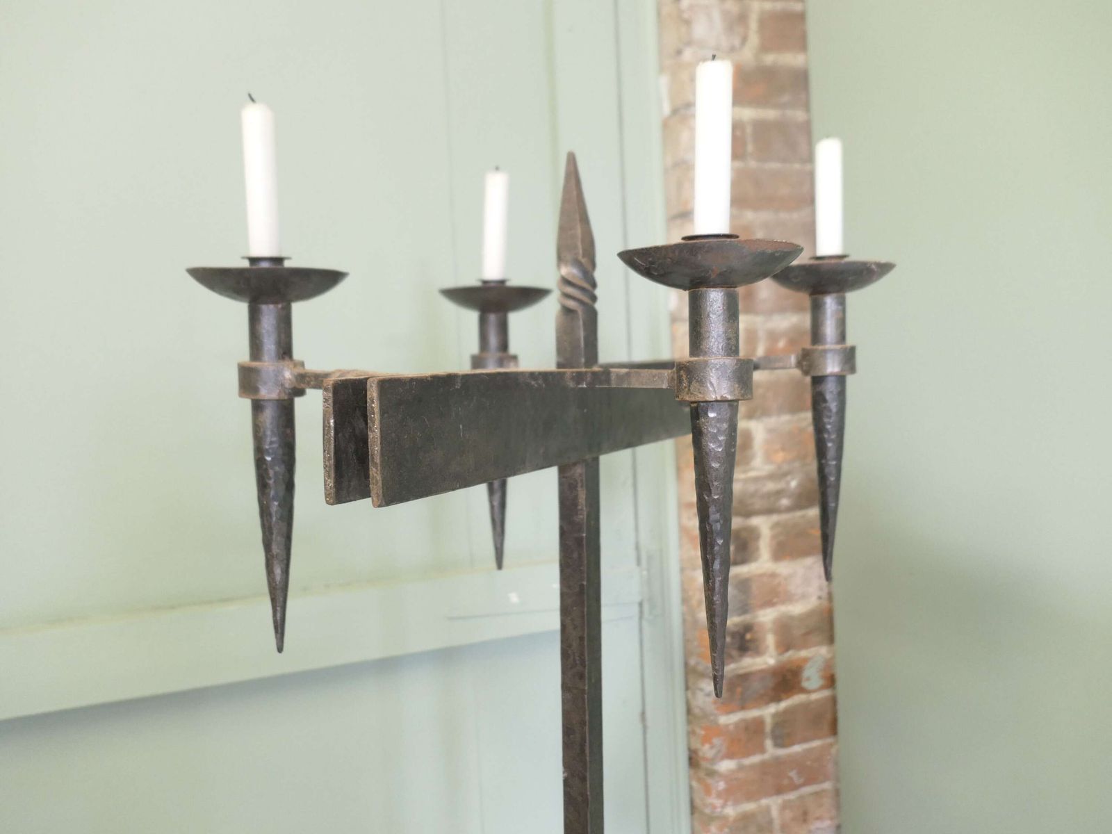 A Large Iron Candle Stick Or Torchère This Is A Tall Torchere, It Takes 4 Candles And Wil photo 720.0