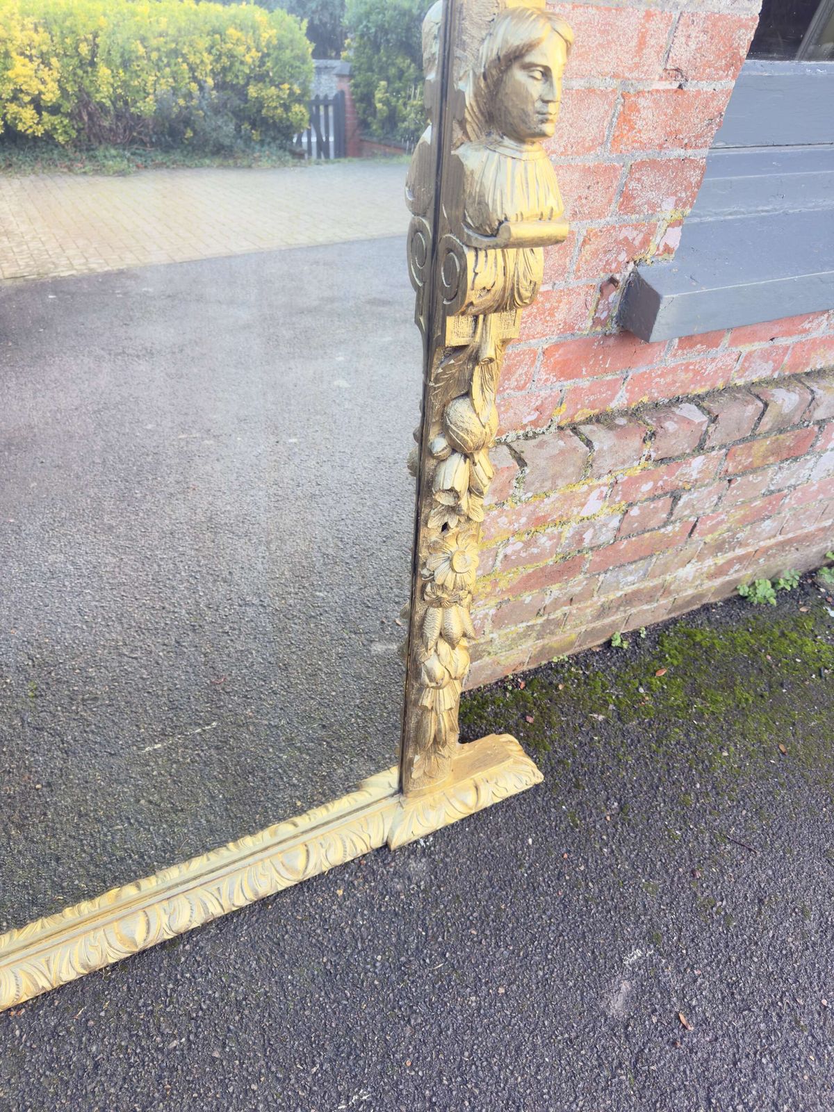 An Exceptional Large Antique English 19th C Carved Oak Gilt Overmantle Mirror. photo for sale