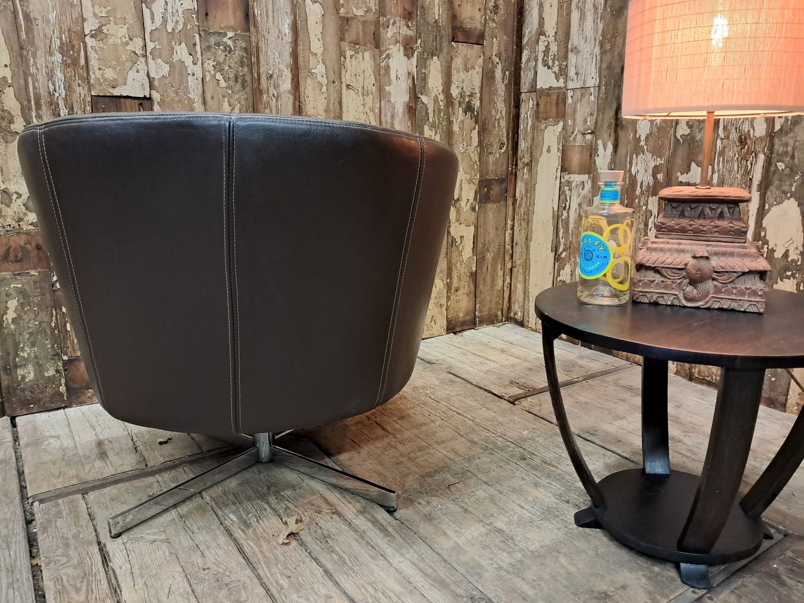 1970s Leather Tub Swivel Chair photo vinterior