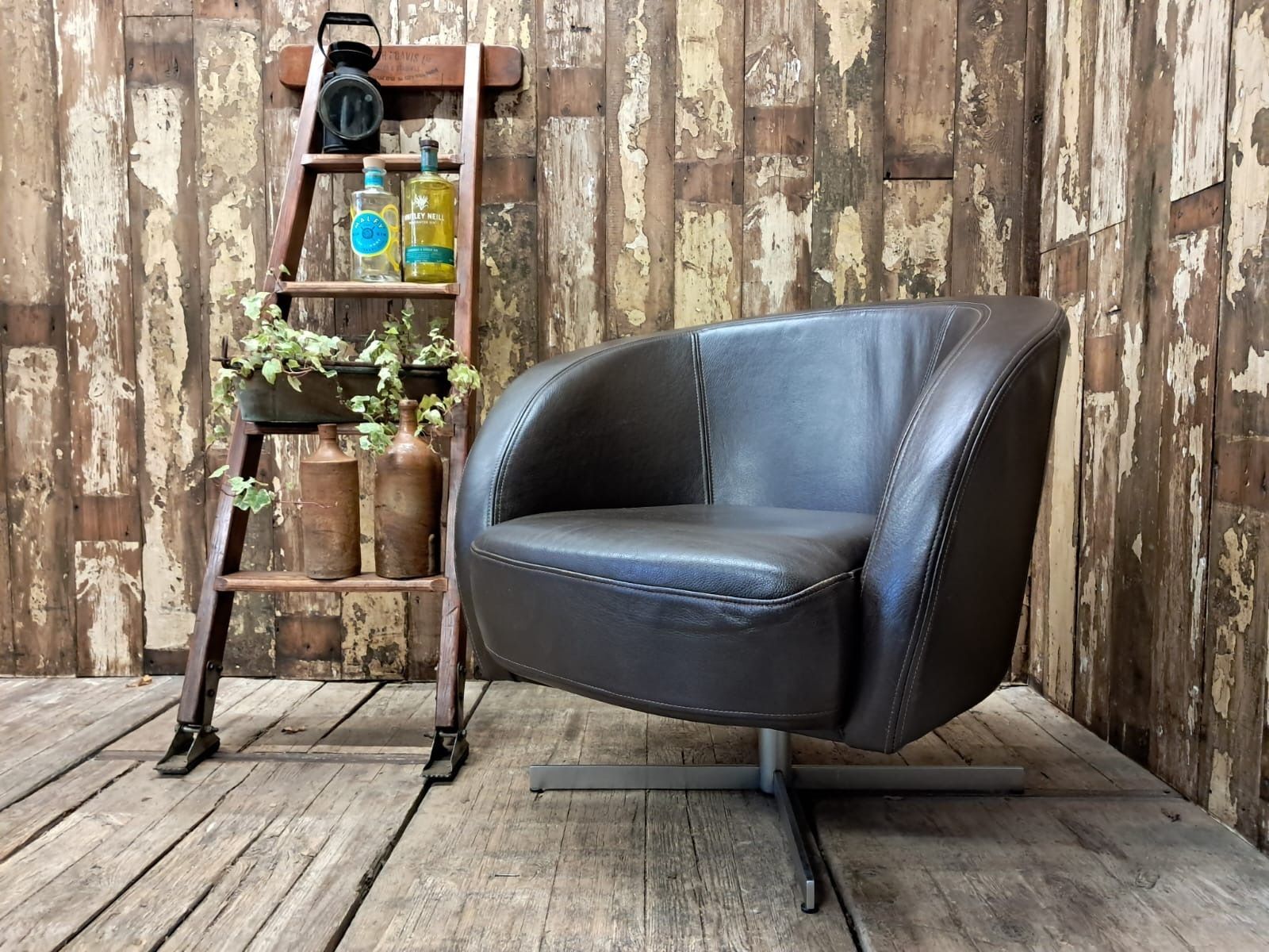 photo for sale 1970s Leather Tub Swivel Chair