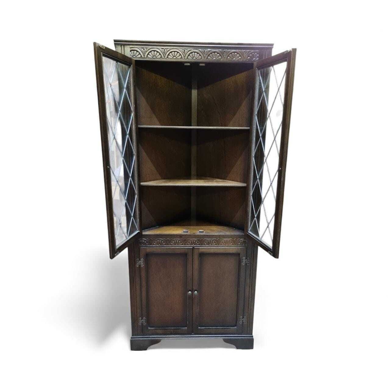 Vintage Oak Corner Cabinet / Priory Oak / 1970s photo 300.0