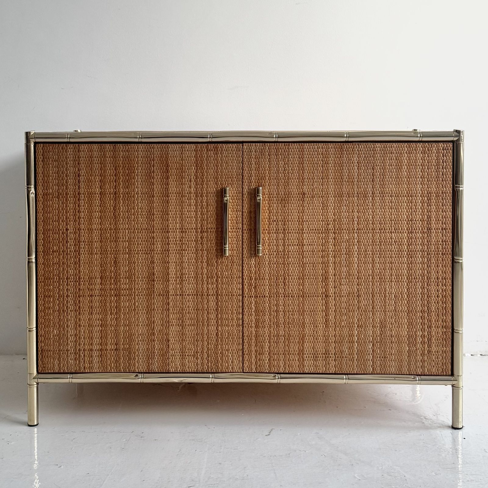 1980s Italian Faux Bamboo And Rattan Vivai Del Sud Cabinet