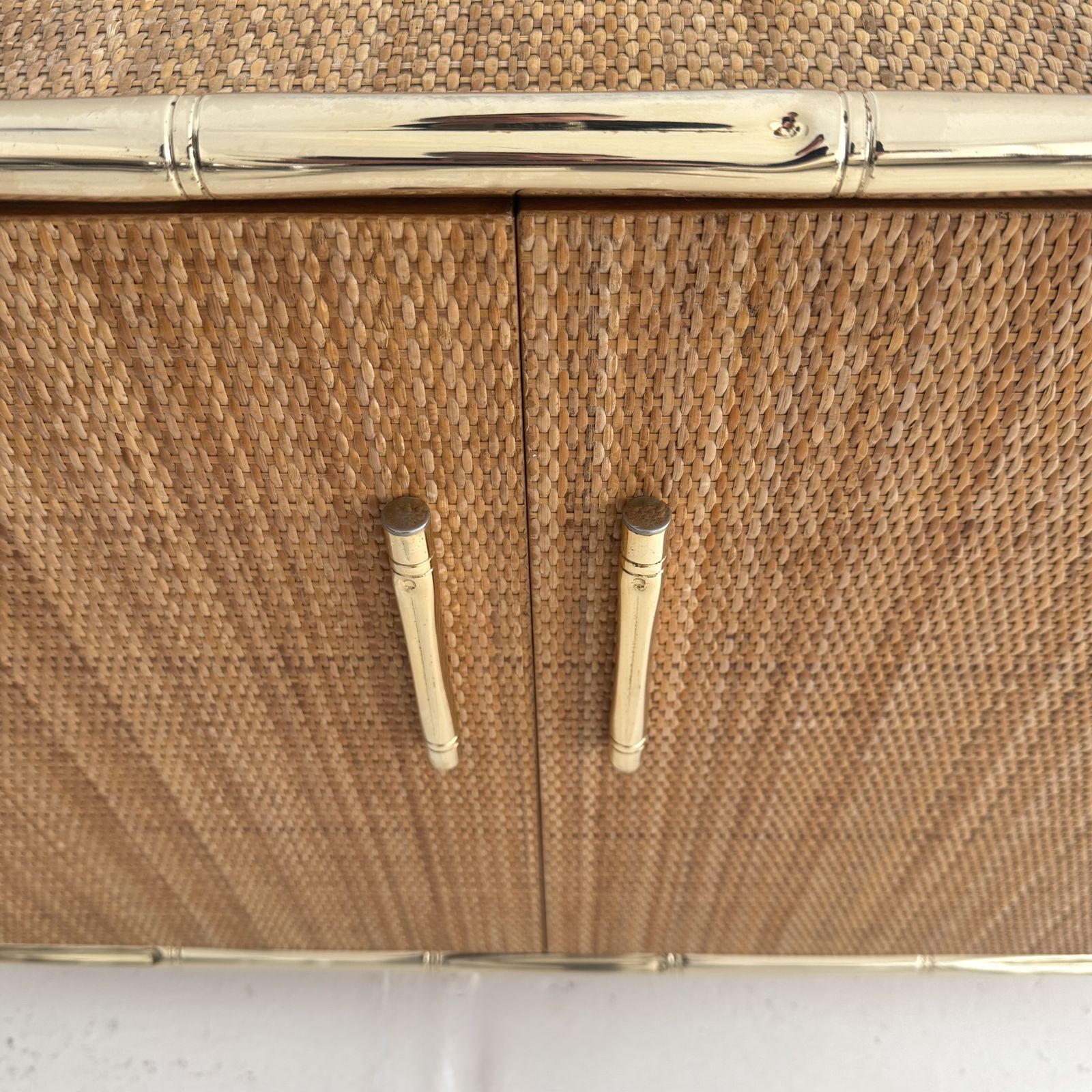 photo furniture 1980s Italian Faux Bamboo And Rattan Vivai Del Sud Cabinet