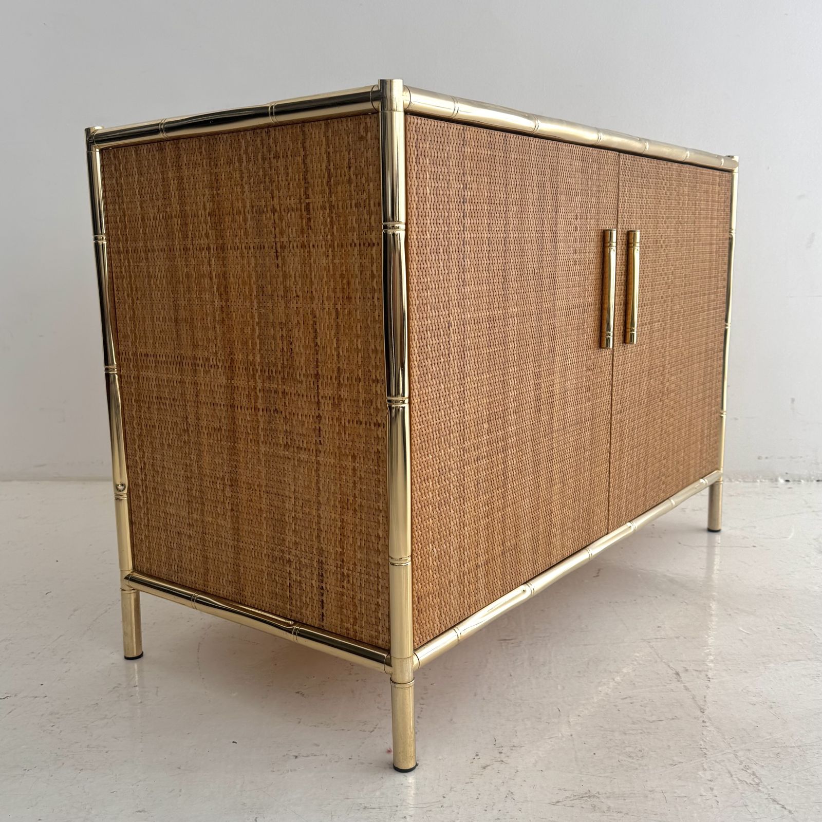 Furniture 1980s Italian Faux Bamboo And Rattan Vivai Del Sud Cabinet photo