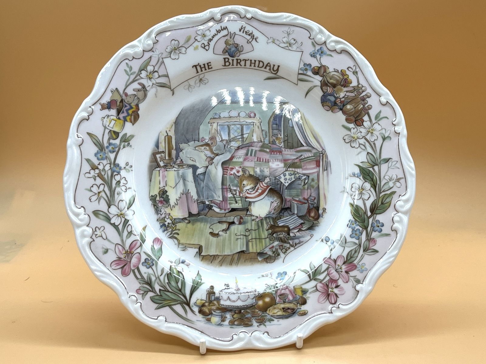 Royal Doulton China Jill Barklem Brambly Hedge The Birthday Full Size Tea Cup, Saucer & Plate Trio. photo furniture