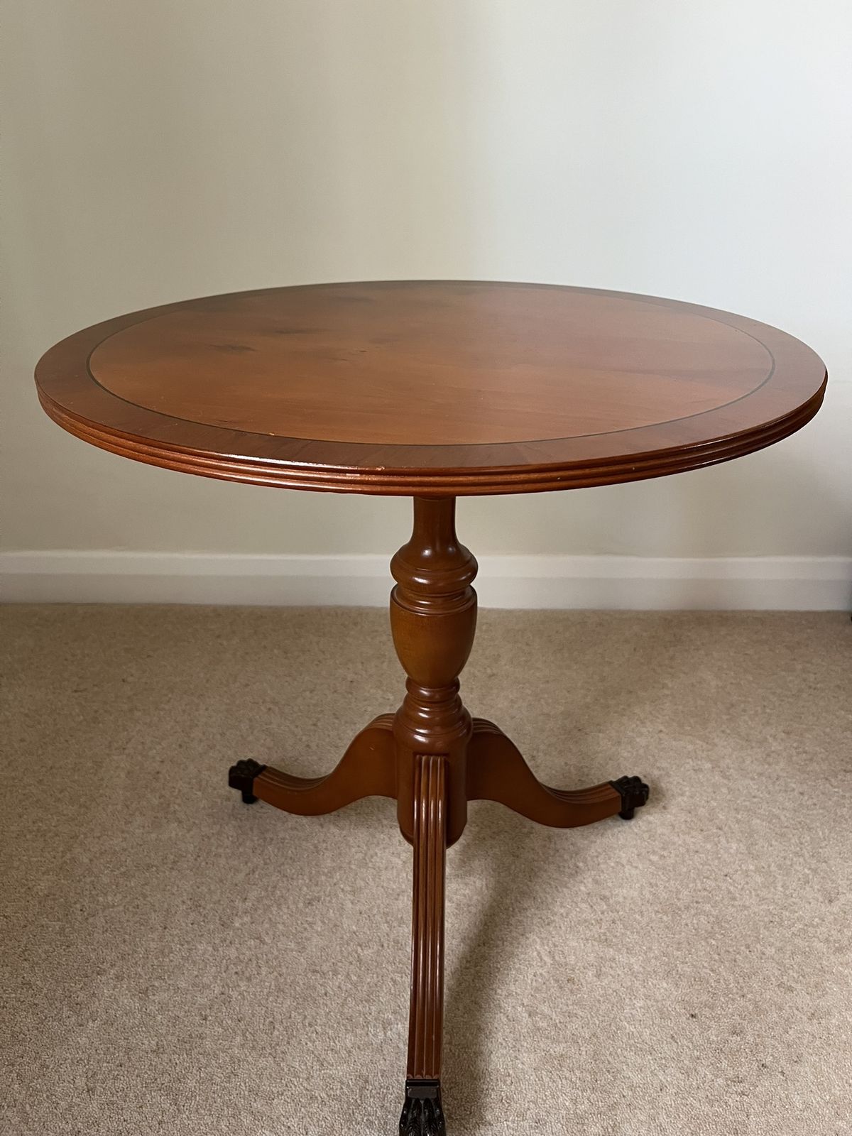 Pair Of Solid Yew Lexterten Occasional Tables – Matching 51 Cm Diameter Pieces photo 150.0
