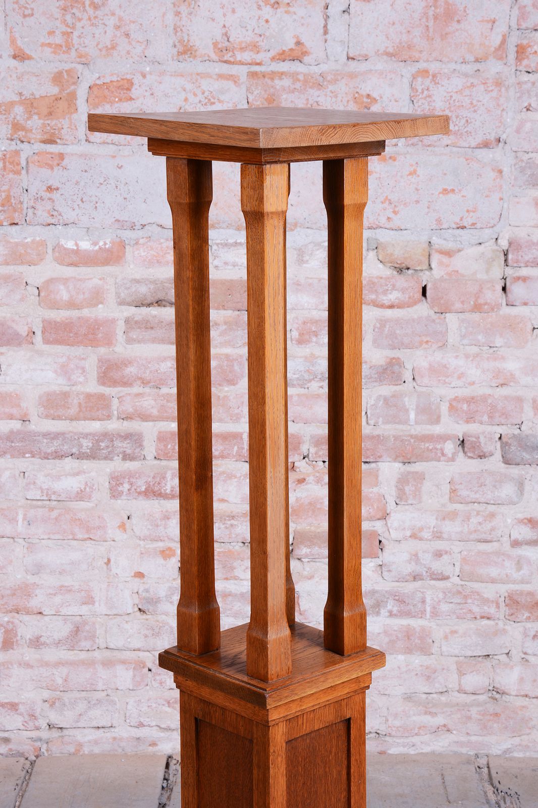 Restored Art Deco Pedestal, Oak, Revived Polish, Austria, 1910s photo 750.0