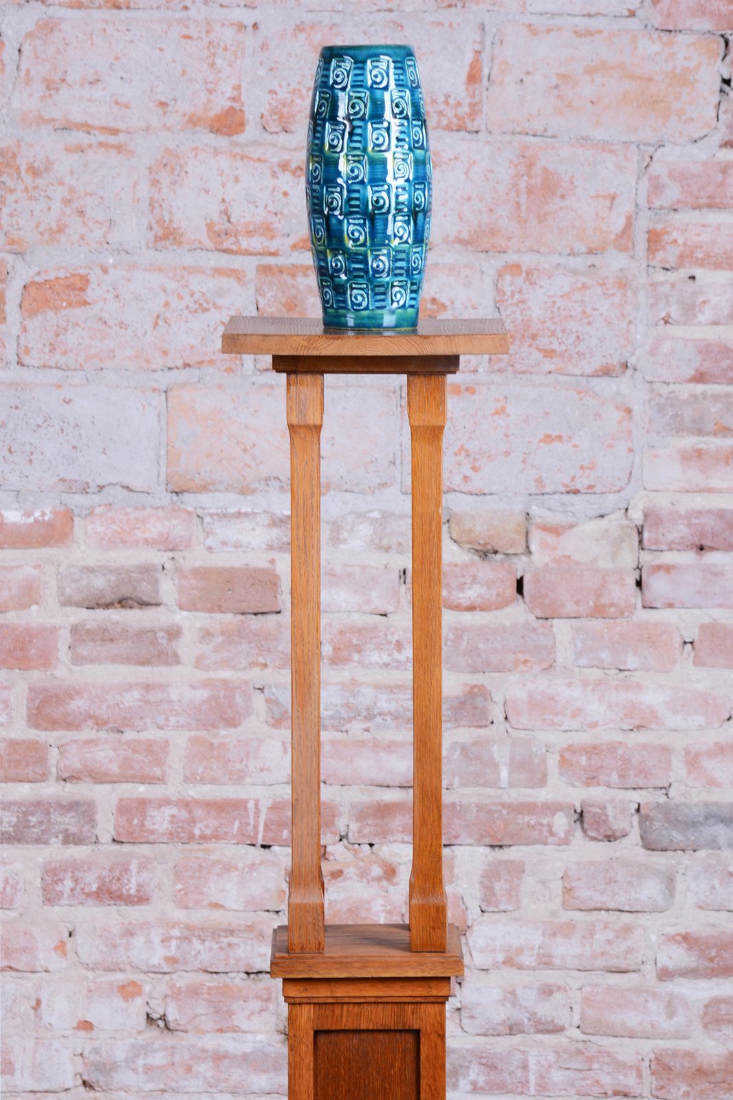 Restored Art Deco Pedestal, Oak, Revived Polish, Austria, 1910s photo buy