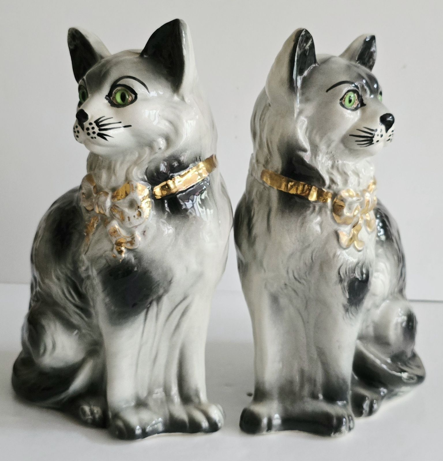 A Pair Of Antique Bo'ness Scottish Ceramic Mantle Cats. photo furniture