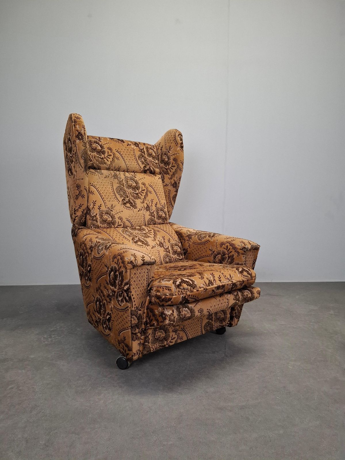 Mid Century Czechoslovak Plush Wingback Recliner Chair, 1970s photo furniture