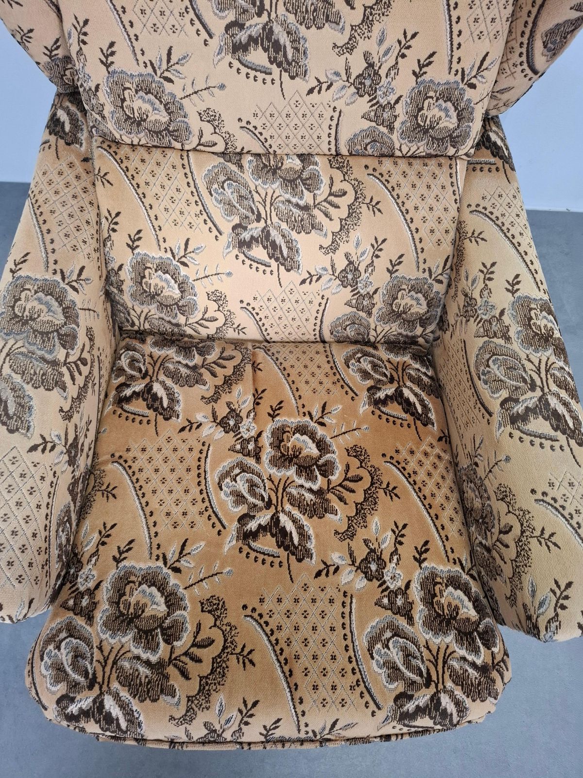 photo buy Mid Century Czechoslovak Plush Wingback Recliner Chair, 1970s