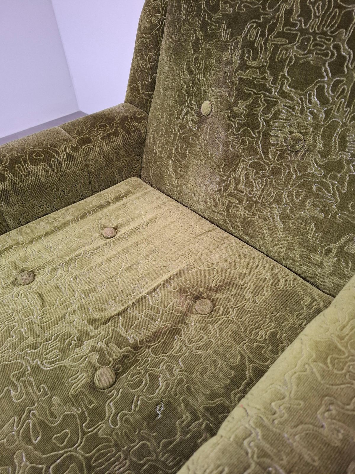Mid Century Czechoslovak Green Plush Armchair, 1970s photo vinterior