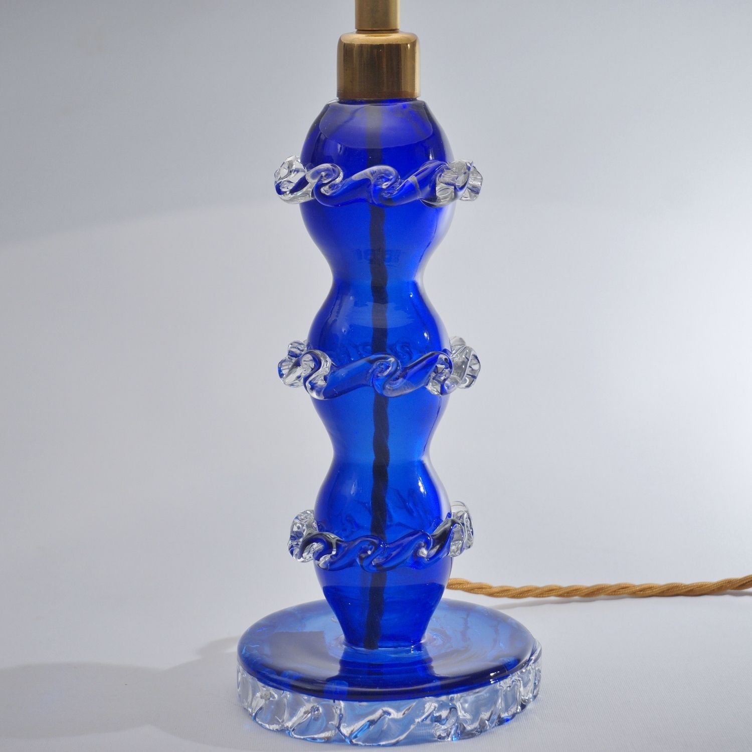 Antique Murano Glass Table Lamp, Handblown In Cobalt Blue Crystal, Barovier & Toso, 1920`s Ca, Italian   Rewired photo for sale