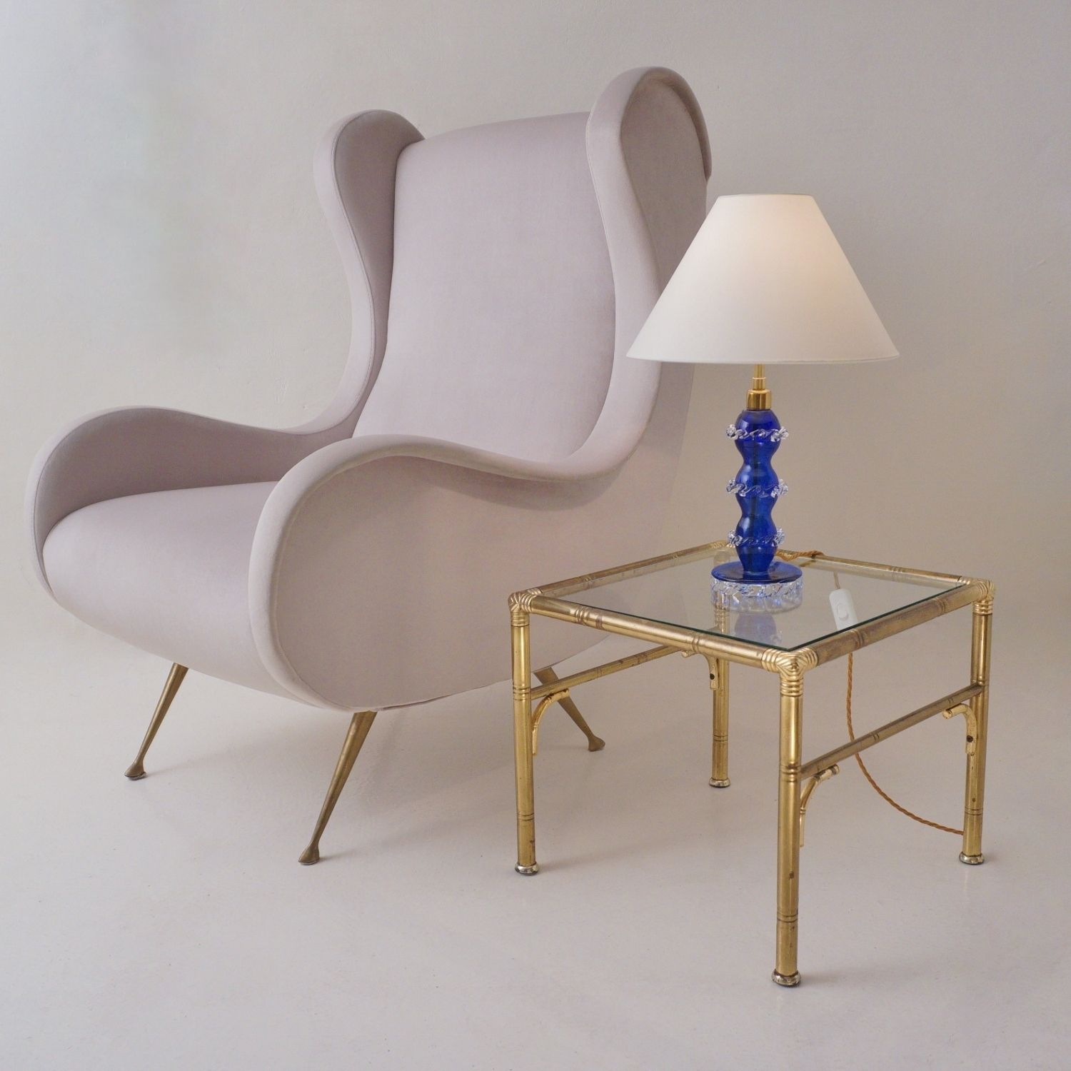 Antique Murano Glass Table Lamp, Handblown In Cobalt Blue Crystal, Barovier & Toso, 1920`s Ca, Italian   Rewired photo Lighting