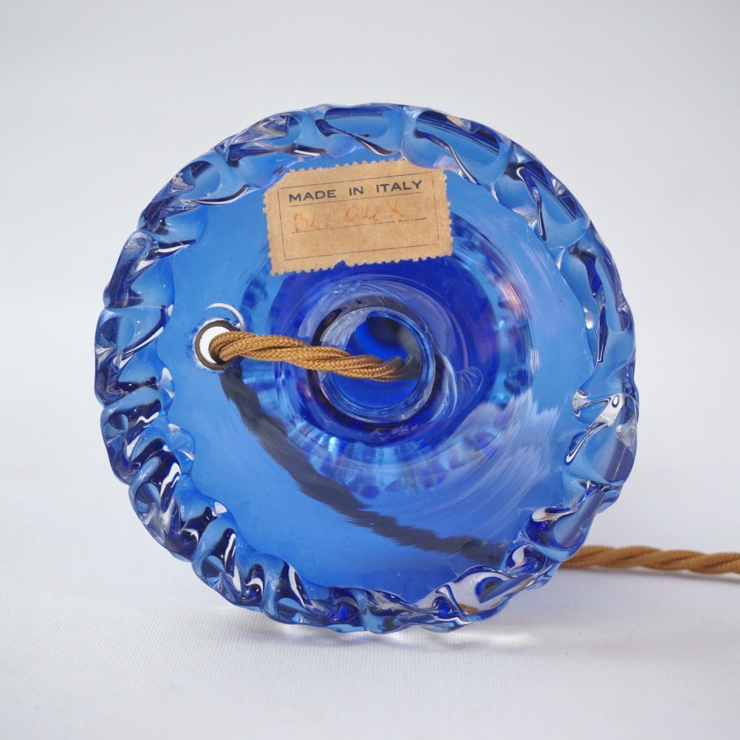 Lighting Antique Murano Glass Table Lamp, Handblown In Cobalt Blue Crystal, Barovier & Toso, 1920`s Ca, Italian   Rewired photo