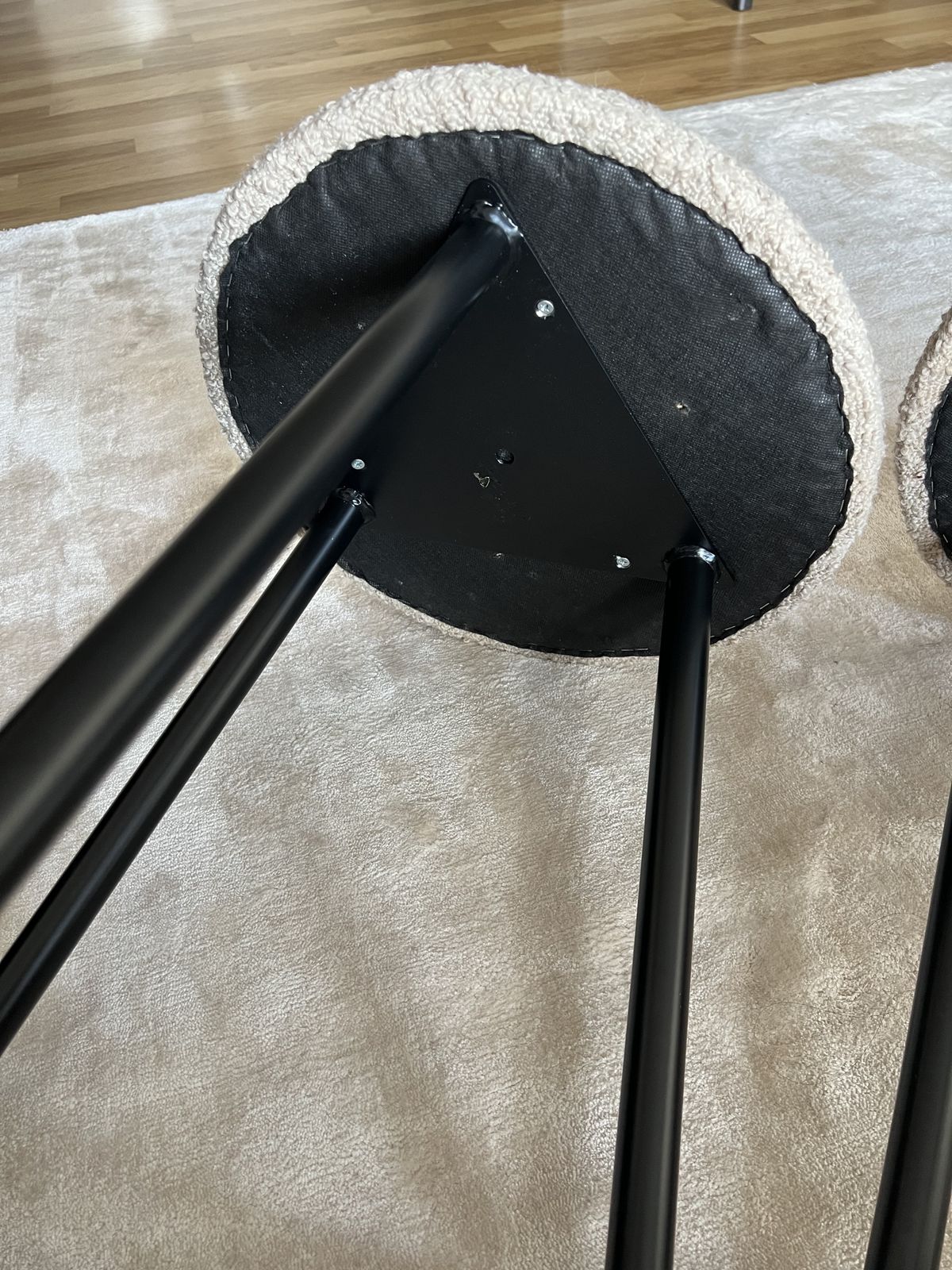 Six The Residence Tripod Bar Stools Upholstered Black Boucle Sand X 2 photo Furniture