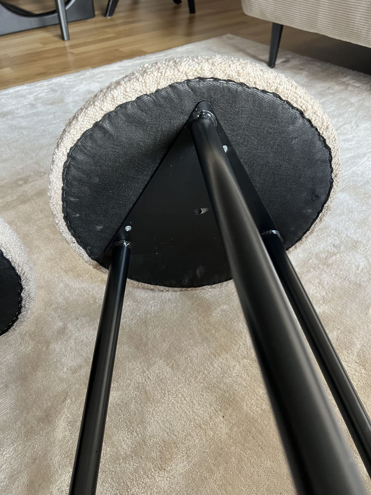 Six The Residence Tripod Bar Stools Upholstered Black Boucle Sand X 2 photo 150.0