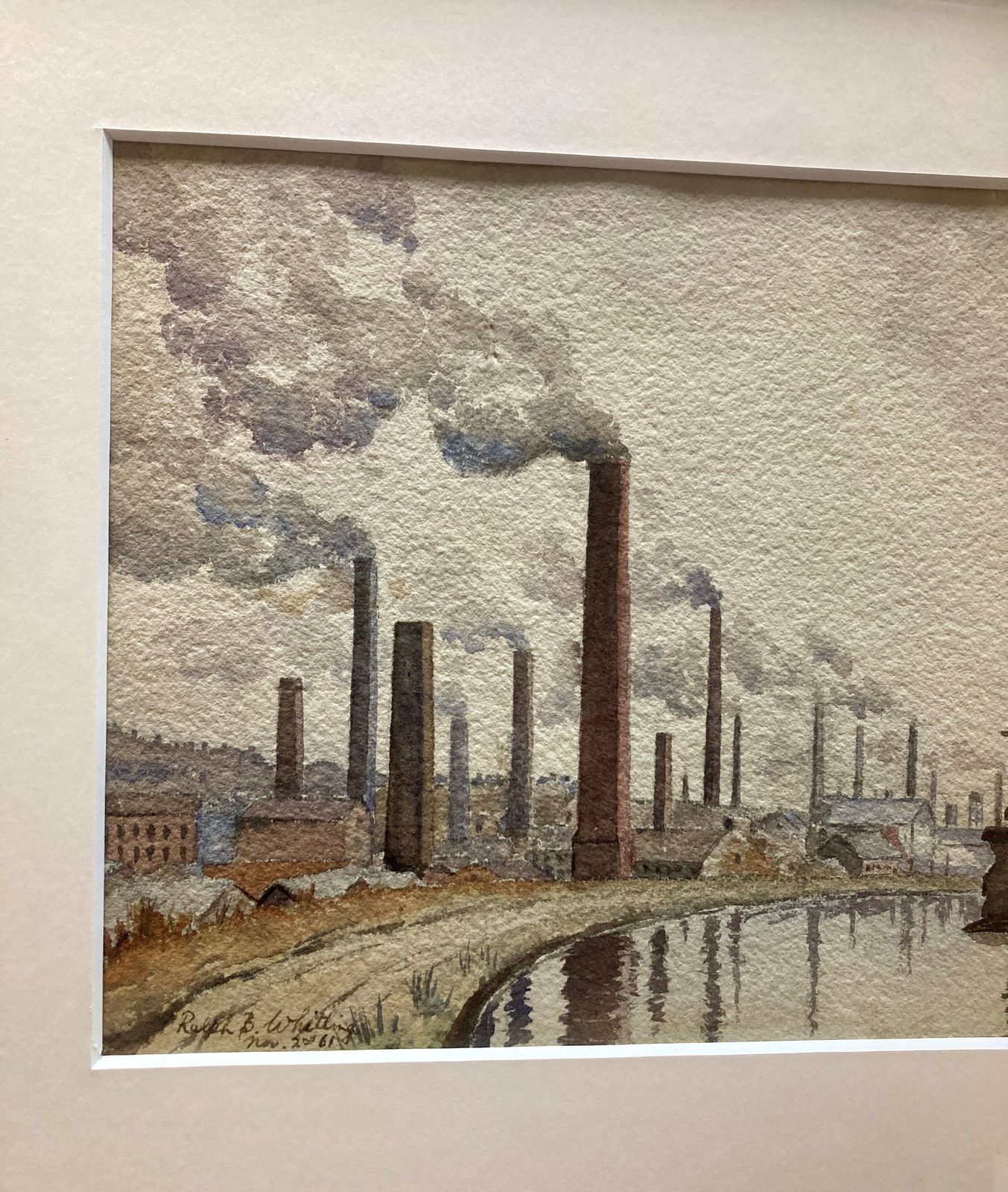 A Framed Watercolour Depicting A Northern English Mill Town photo buy
