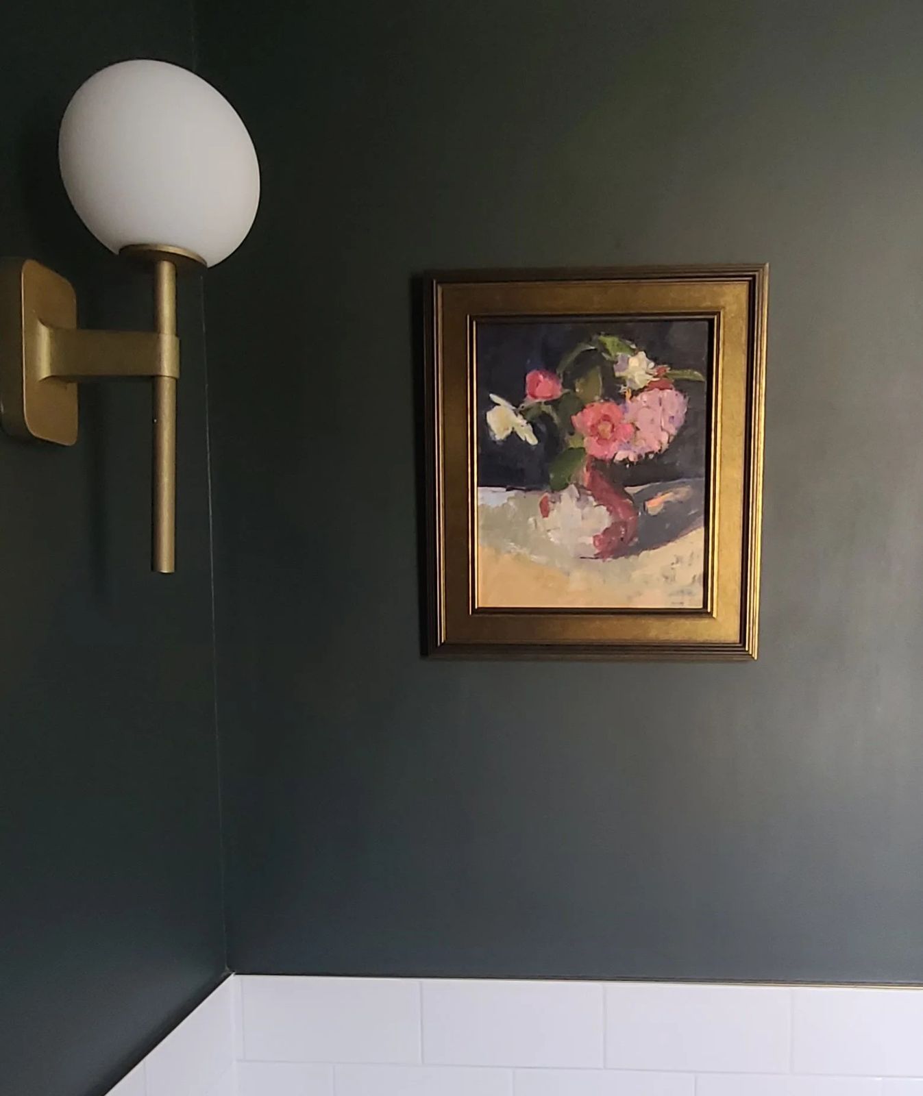 Original Framed Contemporary Impressionist Floral Still Life Spring Flowers In A Petersham Vase By Sarah Dickinson photo for sale