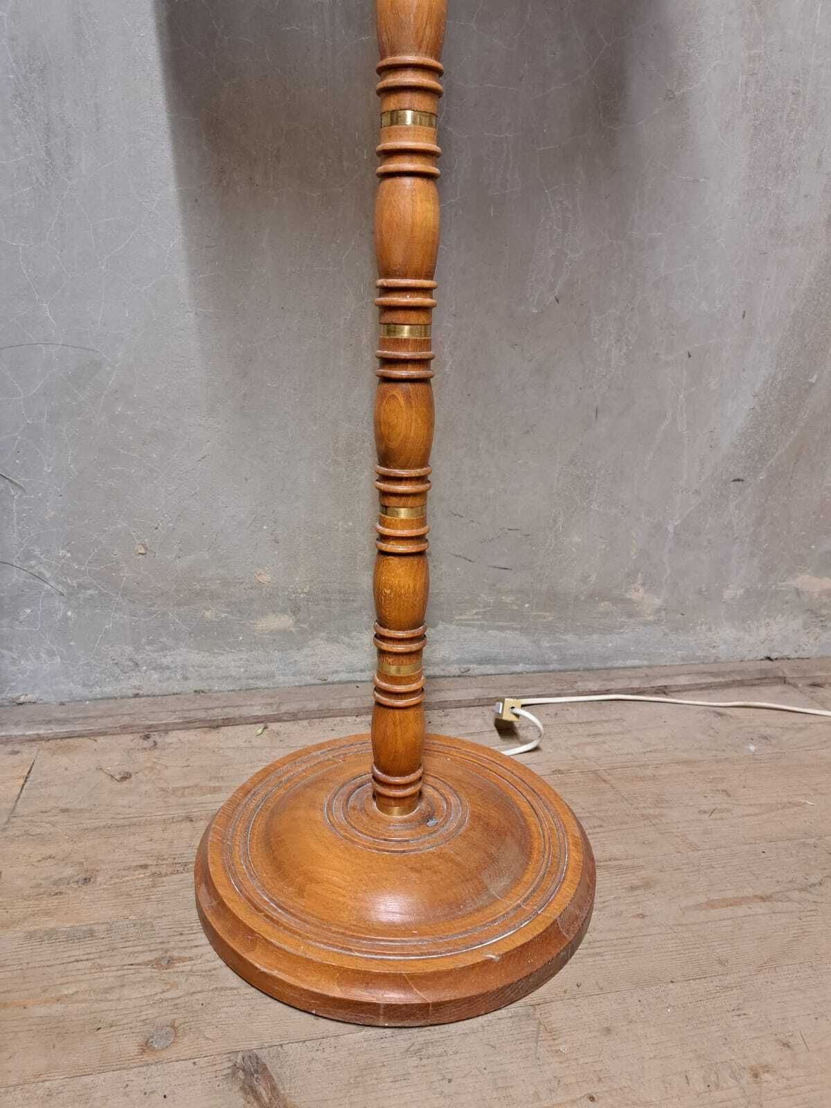 Vintage Wooden Floor Lamp With Pleated Shade, 1970s photo furniture