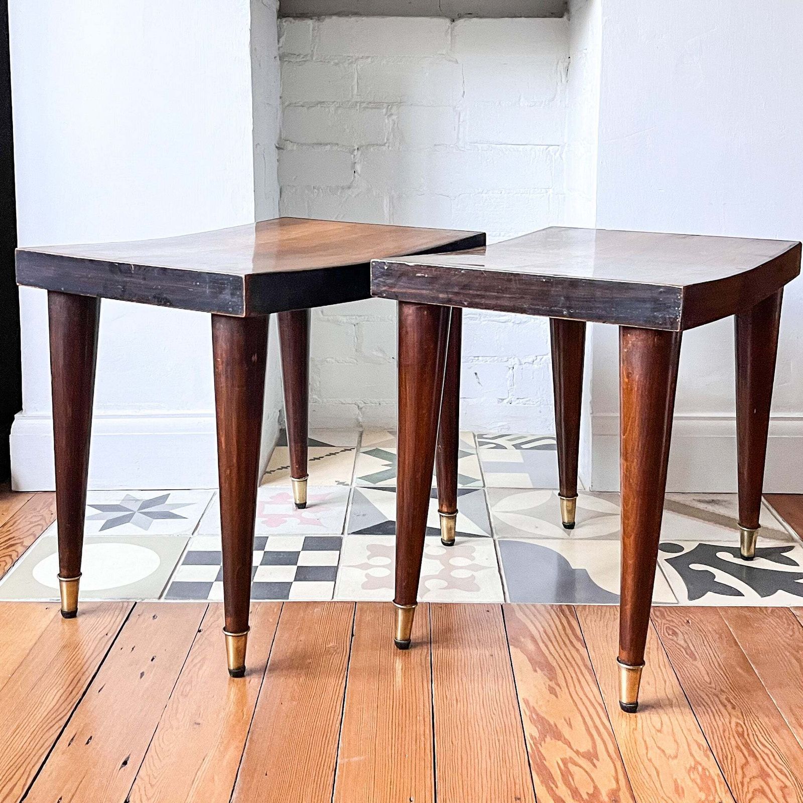 Pair Of Italian Mid Century Side Tables / Stools photo Furniture