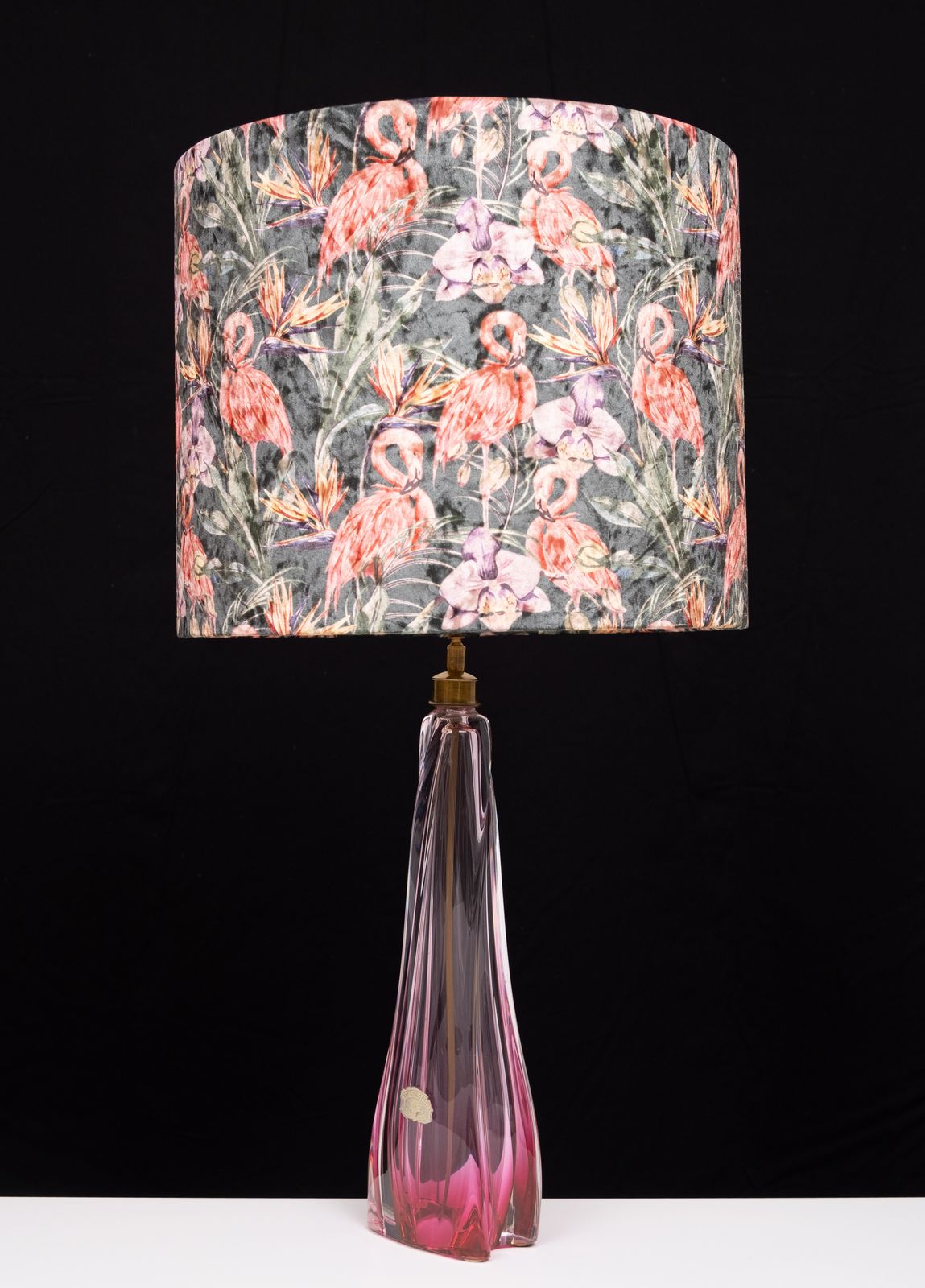 photo for sale Val Saint Lambert Crystal Glass Table Lamp 1960s Belgium