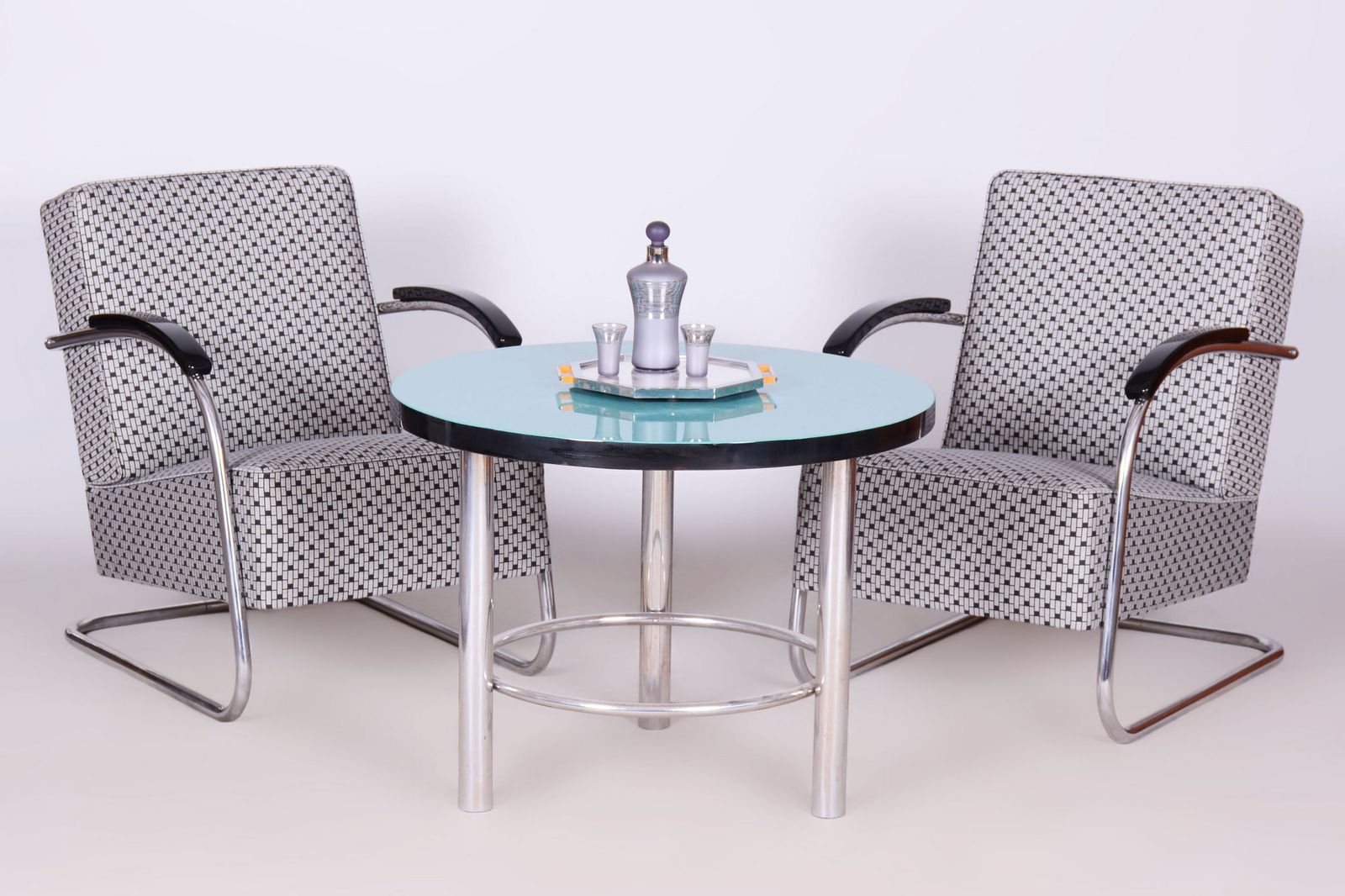 Furniture Pair Of Restored Bauhaus Armchairs, By Mücke Melder, Chrome, Czech, 1930s photo