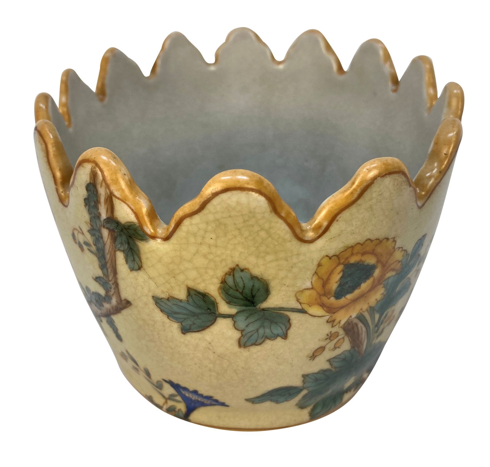 A Cache Pot Painted With Oriental Scenes photo for sale