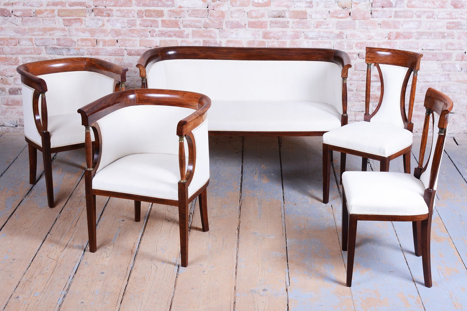 Restored Art Deco Seating Set, Palisander, Reupholstered, France. 1920s photo vinterior
