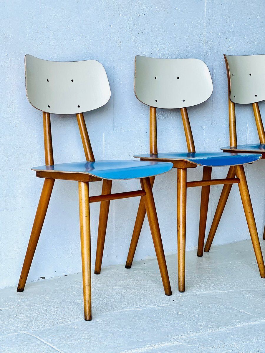 Eetkamerstoelen Van Ton, Ca. Jaren 1960, Set Van 4 photo vintage