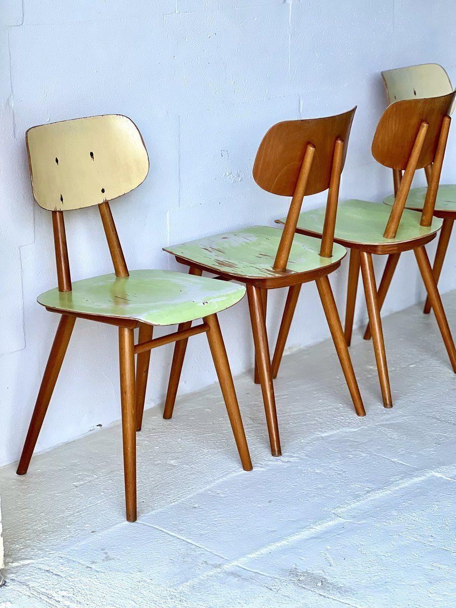 photo vintage Eetkamerstoelen Van Ton, Ca. Jaren 1960, Set Van 4