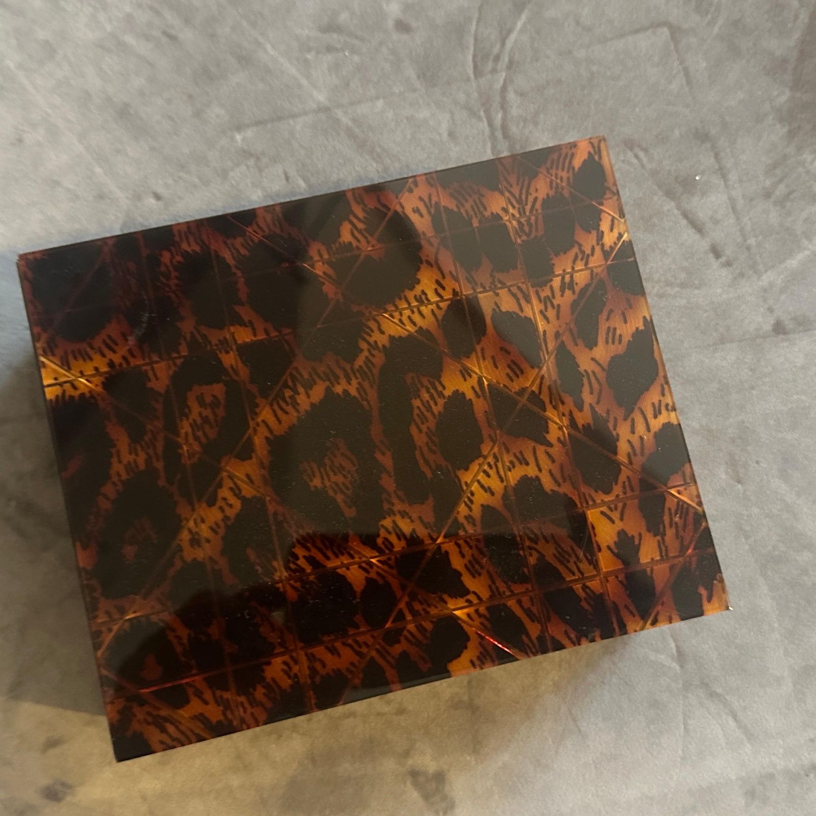 1980s Mid Century Modern Faux Leopard Lucite Luxury Box Signed Dior Home photo Home Decor