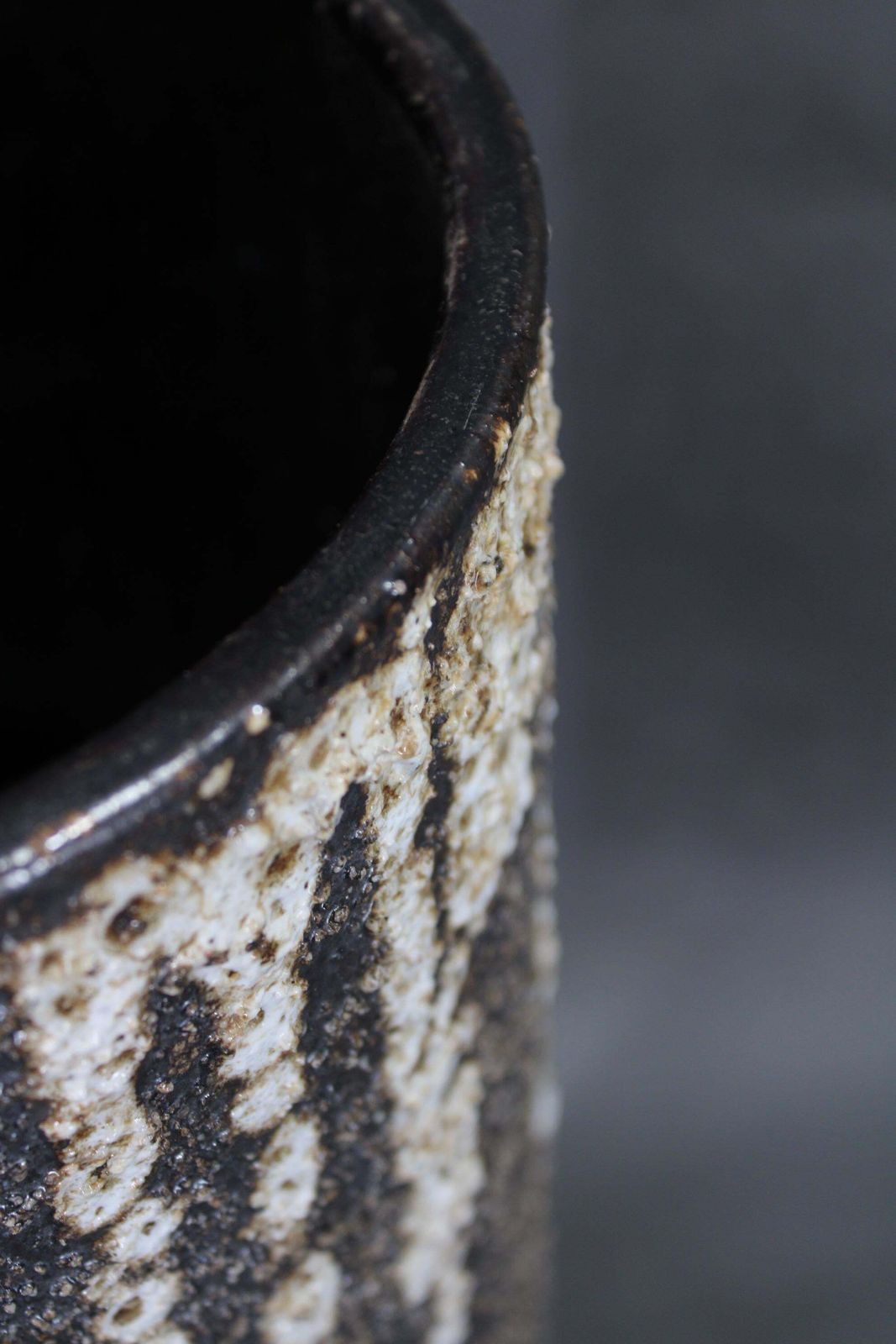 photo furniture Brutalist European Ceramic Vase With Textured Lava Surface, 1970s