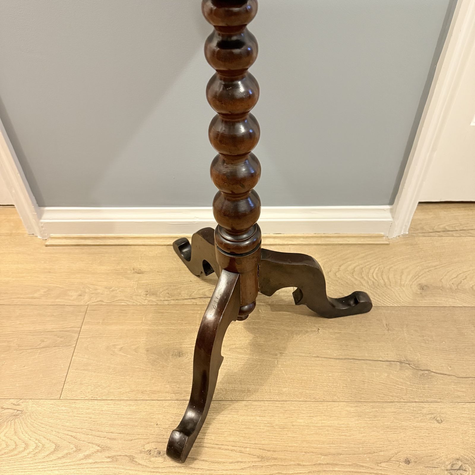 Victorian Mahogany Bobbin Tripod Table photo vintage
