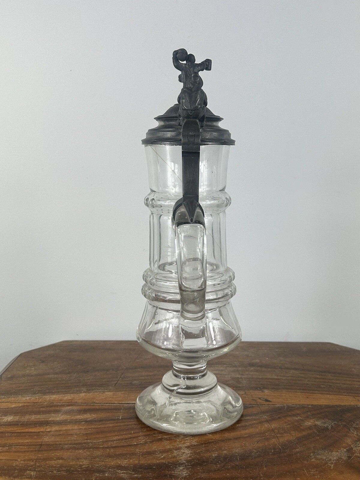 Antique 1880s Bohemian German Cut Glass Beer Stein 33cm Rare Collectible photo Home Decor