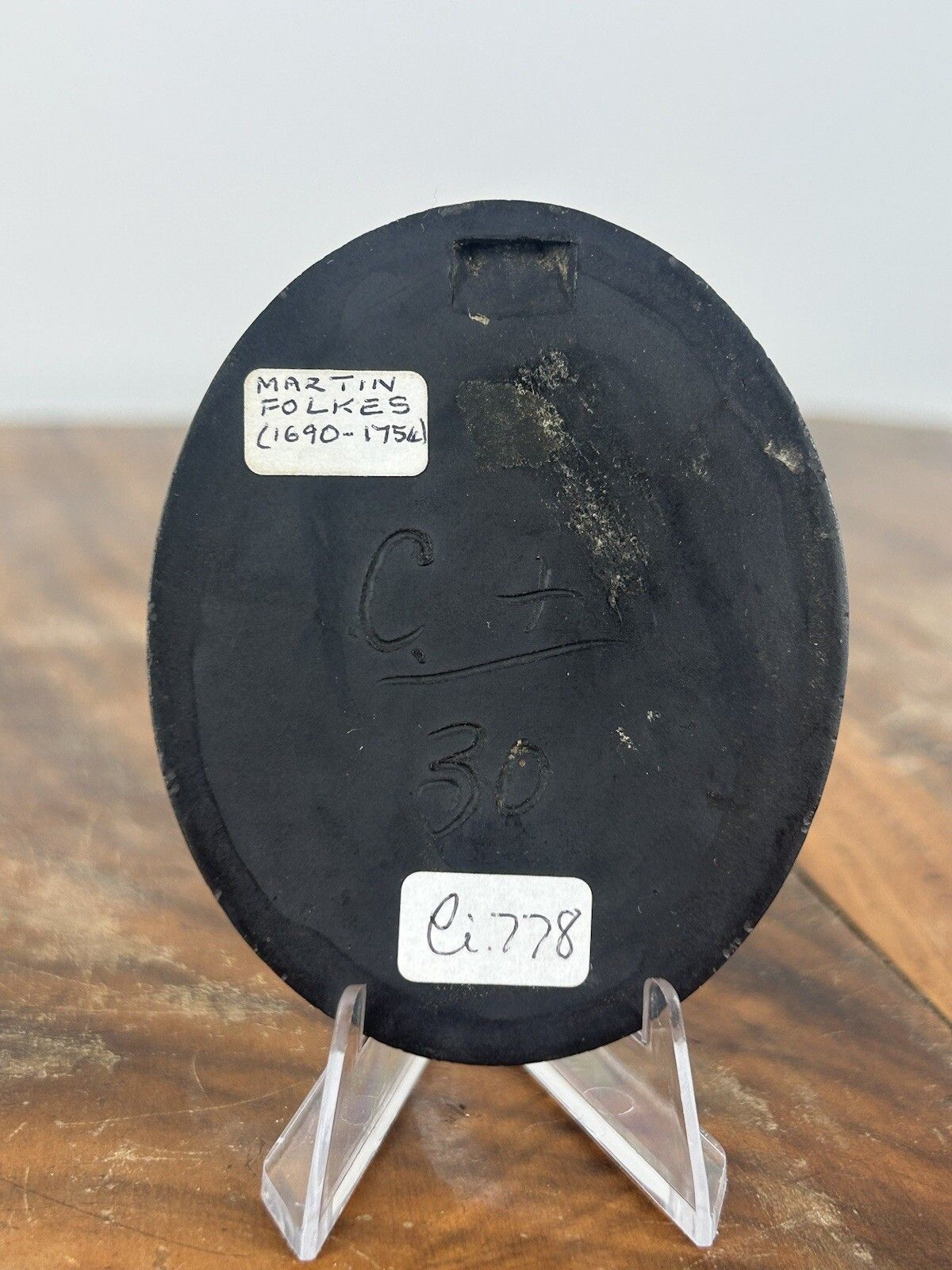 Wedgwood 18th C Black Basalt Jasperware Medallion Portrait Of Martin Folkes photo furniture