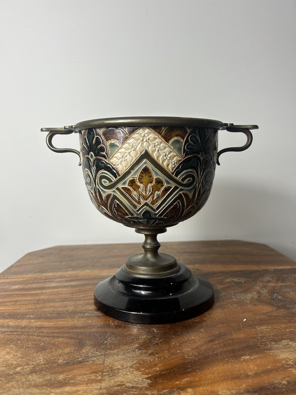 Lighting Royal Doulton Antique Ceramic Oil Lamp 32cm – Rare Collectable Vintage Piece photo