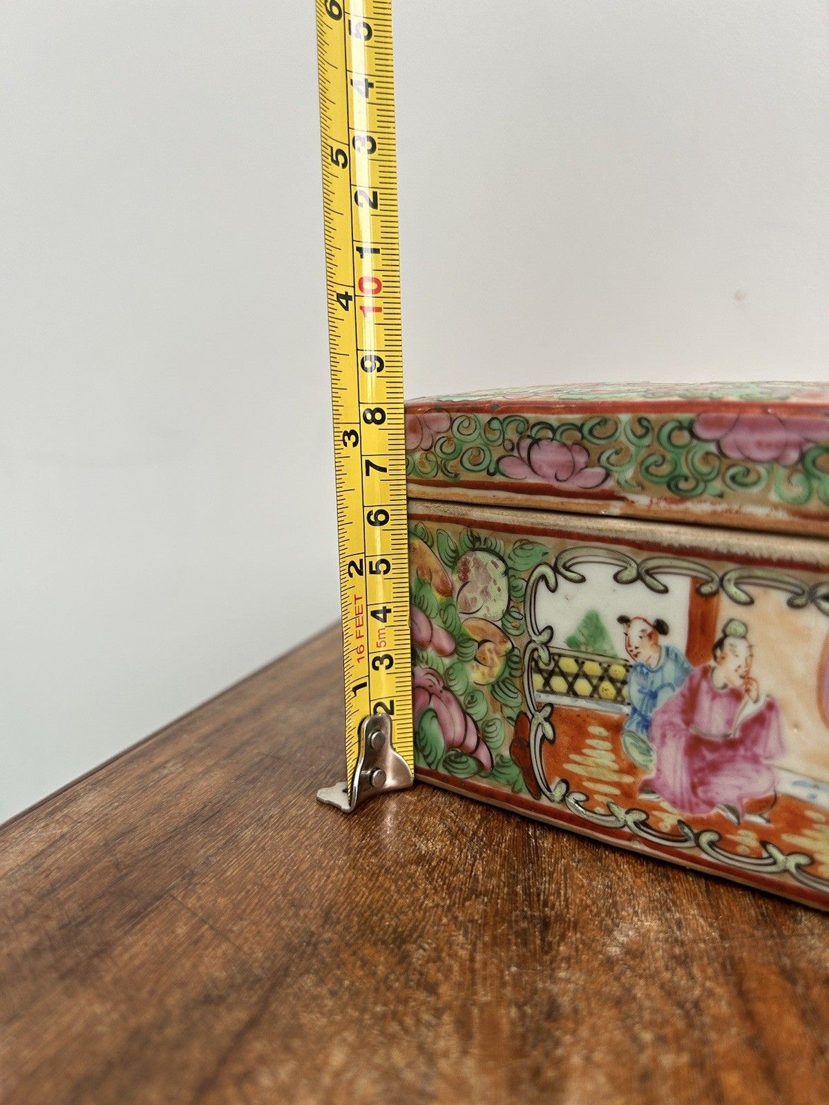 photo for sale Chinese Export Famille Rose Brush Box Rose Mandarin 20thc Antique