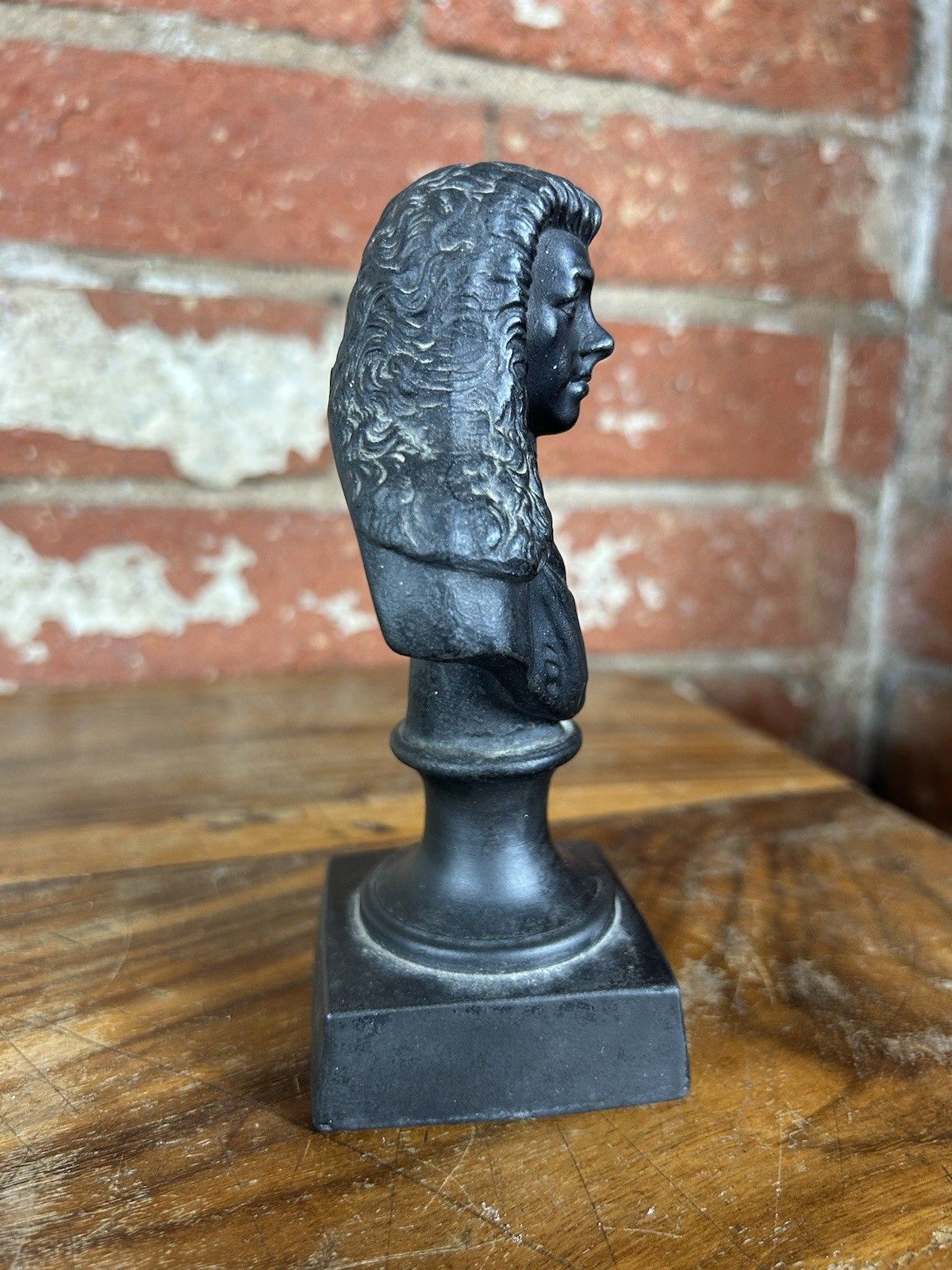 19th C French Black Basalt Bust Figurine – Rare Antique Sculpture 15cm photo furniture
