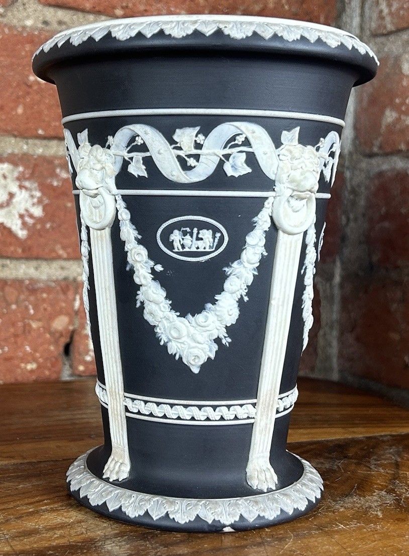 Wedgwood Blue Jasperware Monopodia Planter Vase 19cm Classical Elegant photo for sale