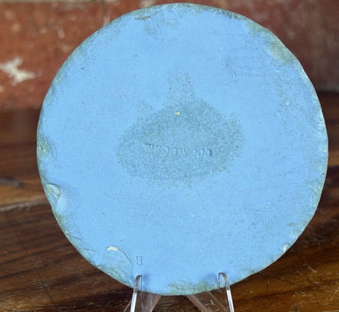 Late 18th C Wedgwood Blue Jasperware Cherub Plaque – 9cm Antique Medallion photo furniture